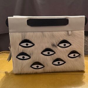 Min & Mon Vali Small White and Black Eye Pattern Crossbody Bag